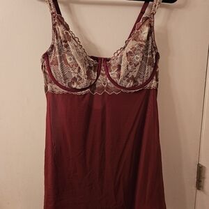 Auden Burgundy and Cream Lace Chemise